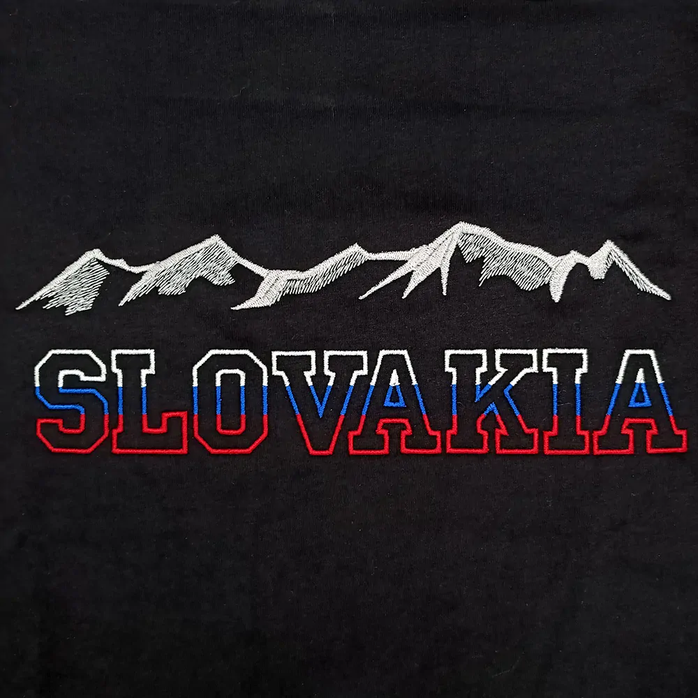 Vyšívané pánske tričko, vyšívaný dizajn SLOVENSKO